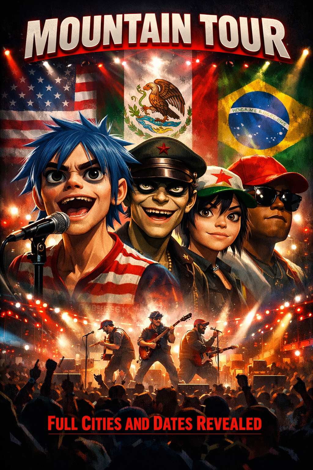 Fan celebrate as :Gorillaz announces date for their upcoming mountain tour in Mexico, USA and Brazil, full Cities and date revealed