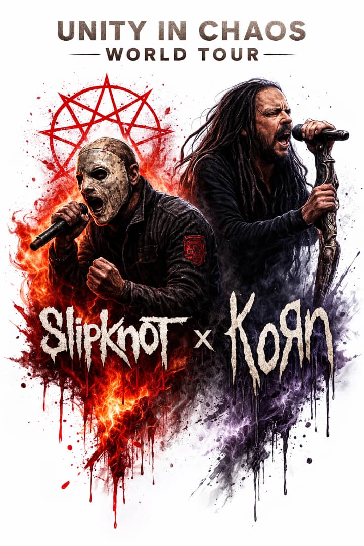 Two Legends, One Stage: Slipknot and Korn Reunite For 2026 Tour Collaboration.