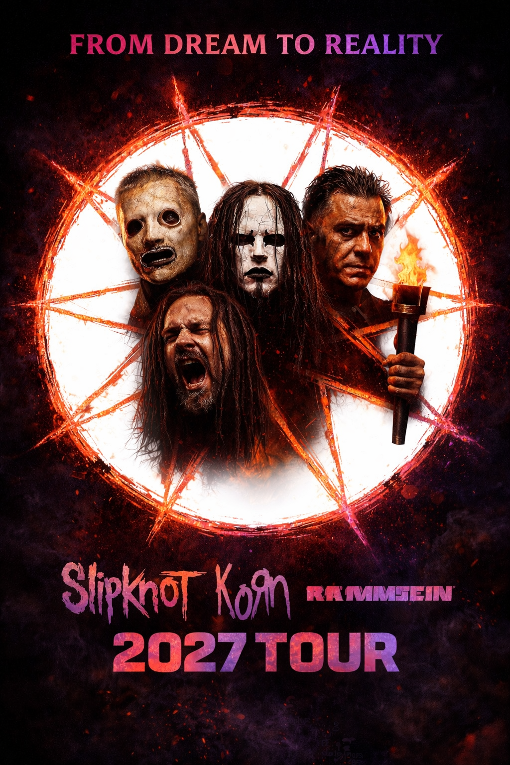 The Fire Circle Rises Again: Slipknot × Korn × Rammstein Unite for a Savage 2027 Tour.