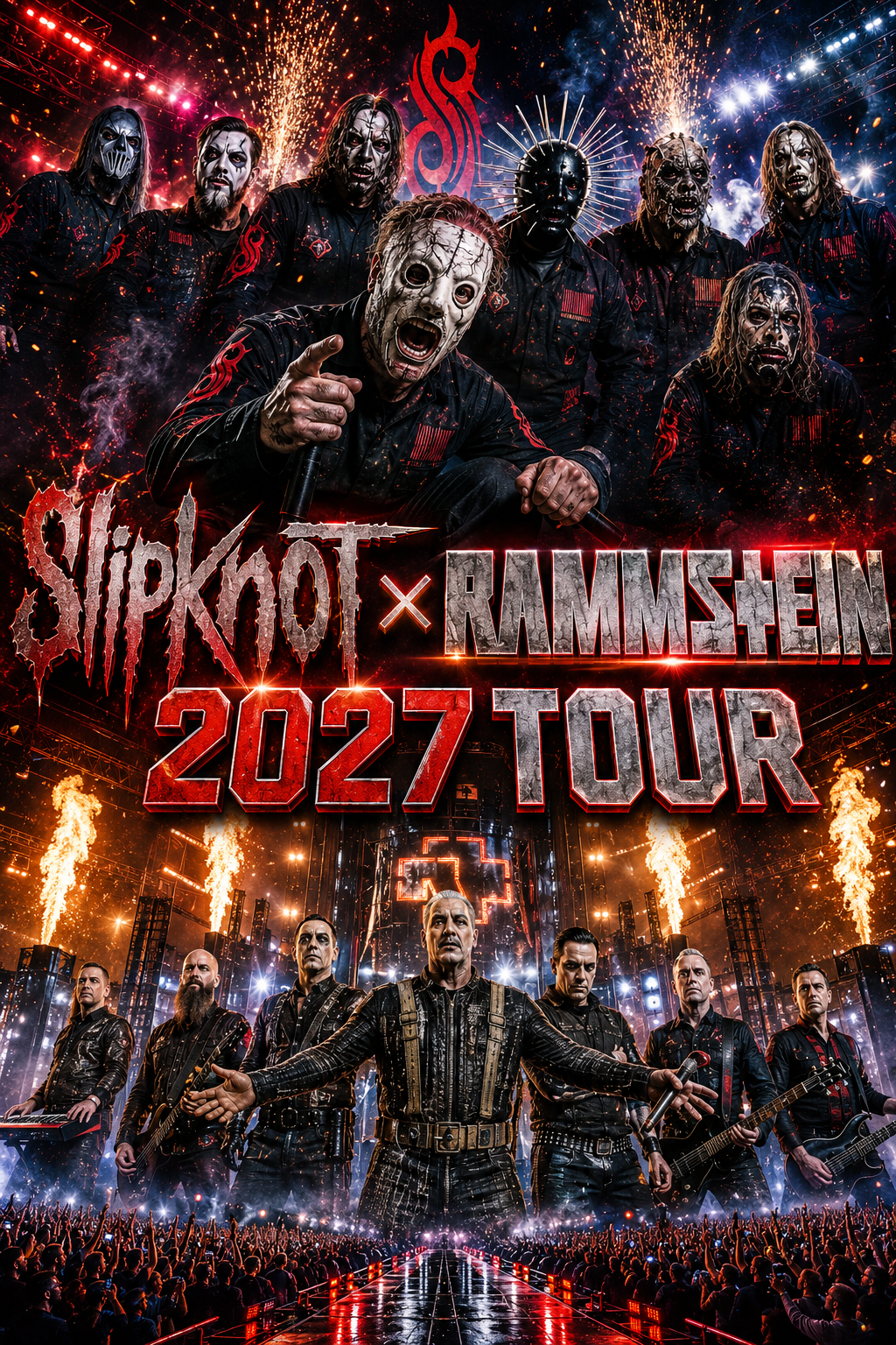 METAL TITANS UNITE: SLIPKNOT AND RAMMSTEIN ANNOUNCE THE MASSIVE 2027 WORLD TOUR.