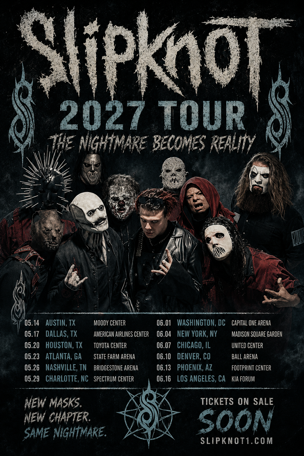 SLIPKNOT 2027 TOUR: THE NIGHTMARE BECOMES REALITY — U.S. Cities, Dates & What to Expect.
