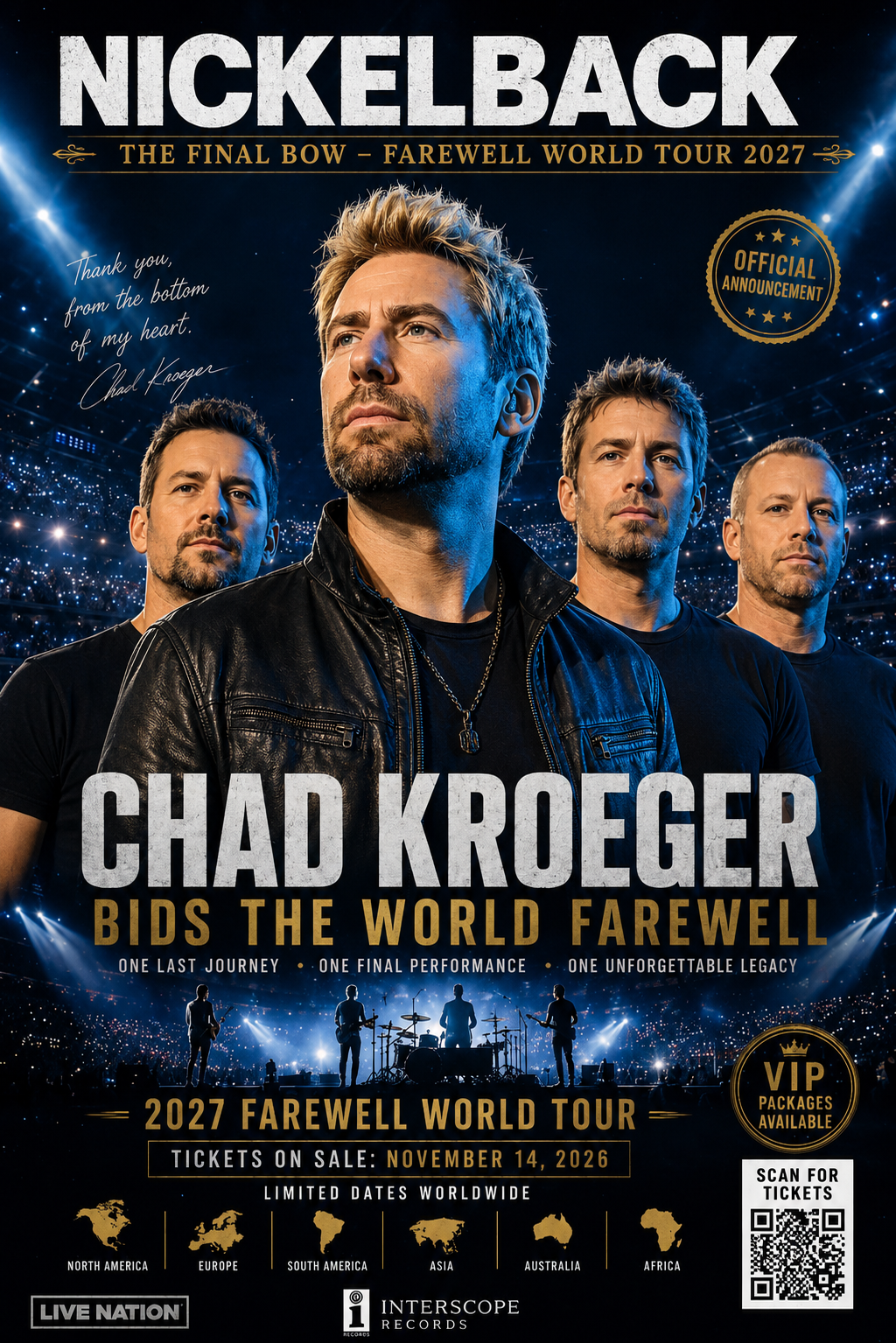 THE FINAL BOW: Nickelback Announces Their Epic 2027 Farewell World Tour — Chad Kroeger Leads the Band Into One Last Goodbye.